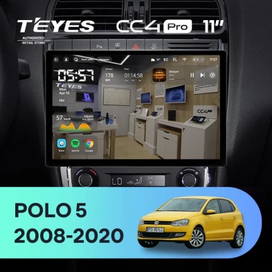 Штатная магнитола Teyes CC4 Pro 12/256 Volkswagen Polo 5 (2008-2020) (11")