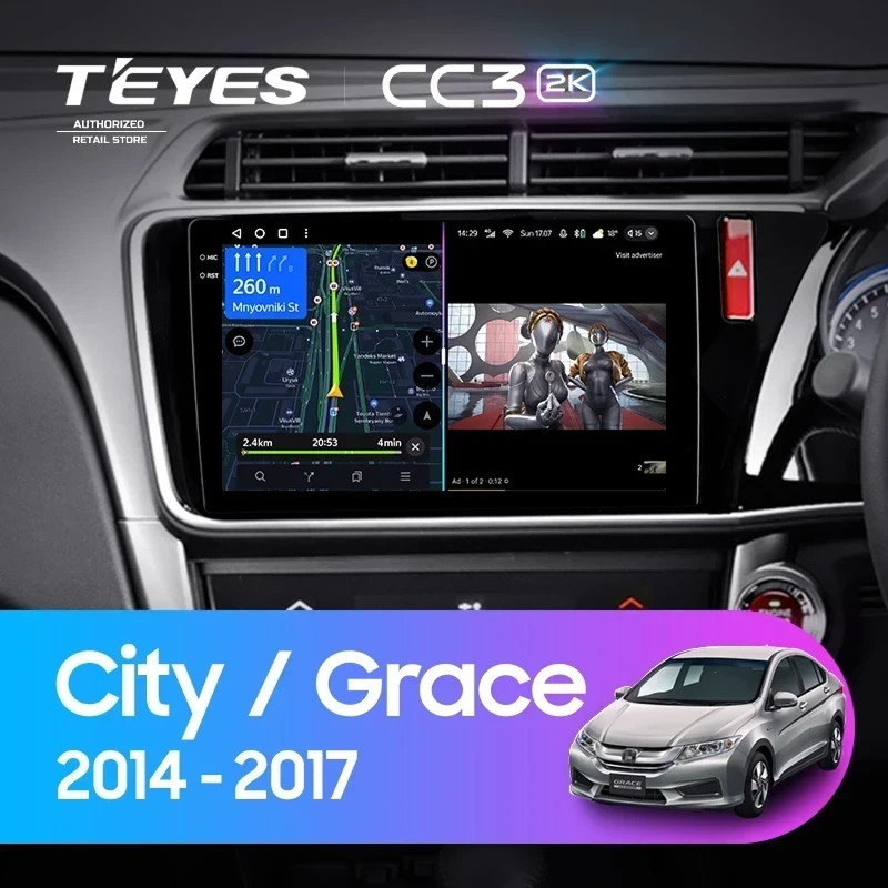 Штатная магнитола Teyes CC3 2K 4/32 Honda Grace (2014-2017) Тип-B Правый руль