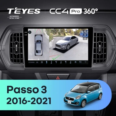Штатная магнитола Teyes CC4 Pro 360 8/128 Toyota Passo 3 (2016-2021) Правый руль