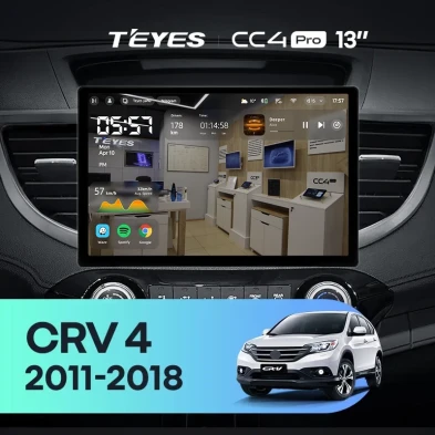 Штатная магнитола Teyes CC4 Pro 12/256 Honda CR-V 4 RM RE (2011-2018) Тип-A (13") 9 inch