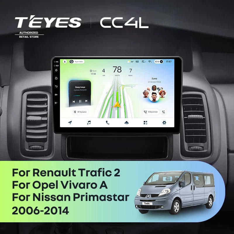 Штатная магнитола Teyes CC4L 6/64 Renault Trafic 2 (2006-2014) Тип-A