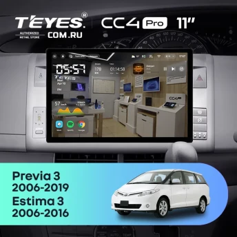 Штатная магнитола Teyes CC4 Pro 12/256 Toyota Previa XR50 3 (2006-2019) Правый руль (11")