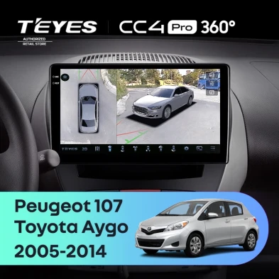 Штатная магнитола Teyes CC4 Pro 360 12/256 Peugeot 107 (2005-2014)