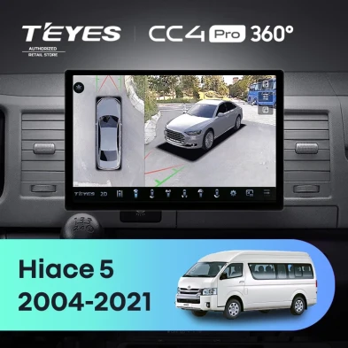 Штатная магнитола Teyes CC4 Pro 360 8/128 Toyota Hiace XH10 H200 (2004-2021) (11")
