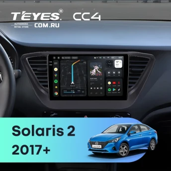 Штатная магнитола Teyes CC4 8/128 Hyundai Solaris 2 (2017-2020) F2 (черный матовый) Тип-B
