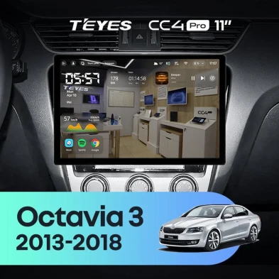 Штатная магнитола Teyes CC4 Pro 8/128 Skoda Octavia 3 A7 (2013-2018) Тип-B (11")