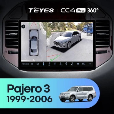 Штатная магнитола Teyes CC4 Pro 360 8/128 Mitsubishi Pajero 3 V70 V60 (1999-2006) (13")
