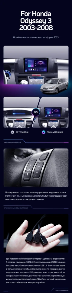 Переходная рамка Honda Odyssey 3 RL3 RL4 (2003-2008) (9")