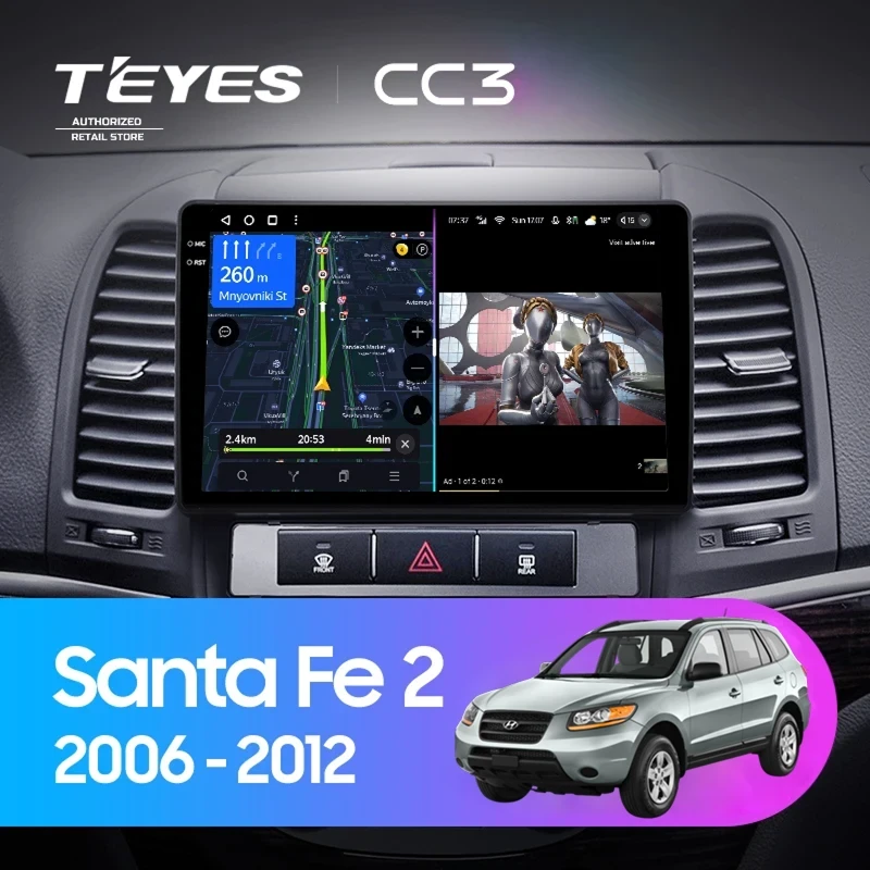 Штатная магнитола Teyes CC3 4/32 Hyundai Santa Fe 2 (2006-2012)
