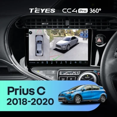 Штатная магнитола Teyes CC4 Pro 360 12/256 Toyota Prius C (2018-2020) Правый руль