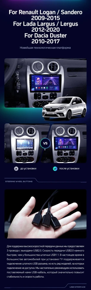 Штатная магнитола Teyes CC3 2K 6/128 Renault Logan 1 (2010-2015)