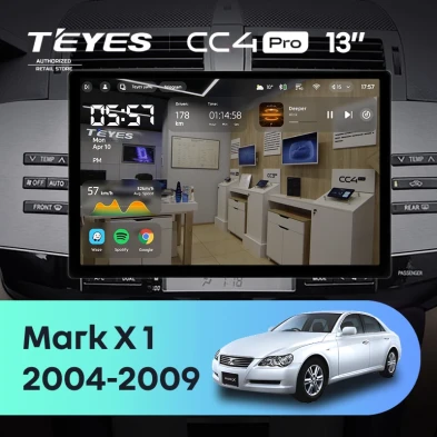 Штатная магнитола Teyes CC4 Pro 8/128 Toyota Mark X X120 (2004-2009) Правый руль (13")