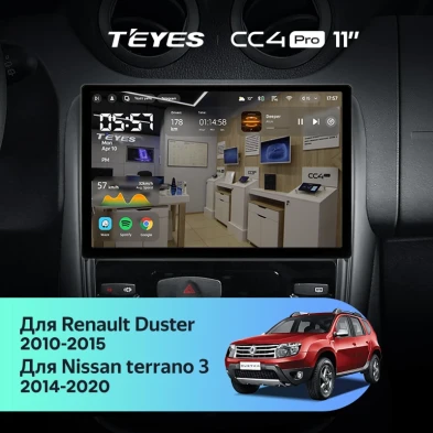 Штатная магнитола Teyes CC4 Pro 12/256 Renault Duster 1 (2010-2015) (11")