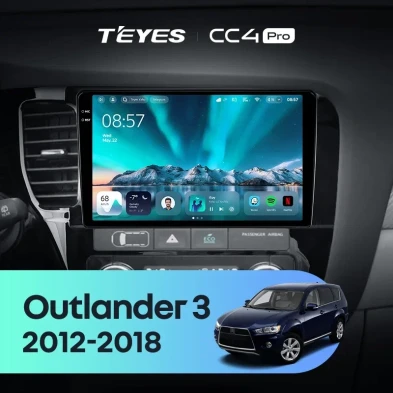 Штатная магнитола Teyes CC4 Pro 8/128 Mitsubishi Outlander 3 GF0W GG0W (2012-2018) Тип-A Правый руль