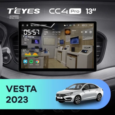 Штатная магнитола Teyes CC4 Pro 12/256 Lada Vesta (2023-2026) F2 Тип-A (13")