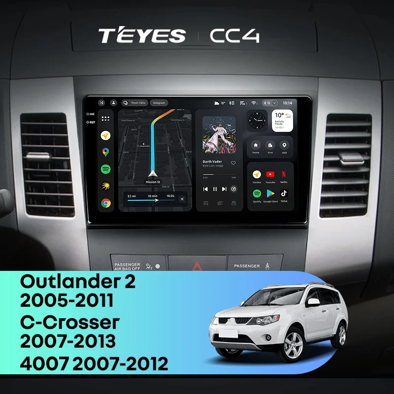 Штатная магнитола Teyes CC4 8/128 Mitsubishi Outlander 2 (2005-2011) Тип-A