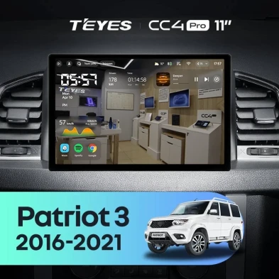Штатная магнитола Teyes CC4 Pro 8/128 UAZ Patriot 3 (2016-2021) F2 (11")